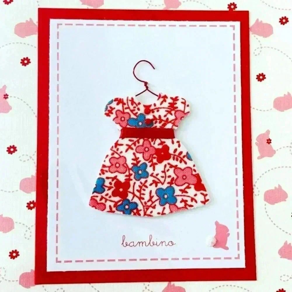 Welcome Baby Girl Bambina Dress 3D Greeting Card
